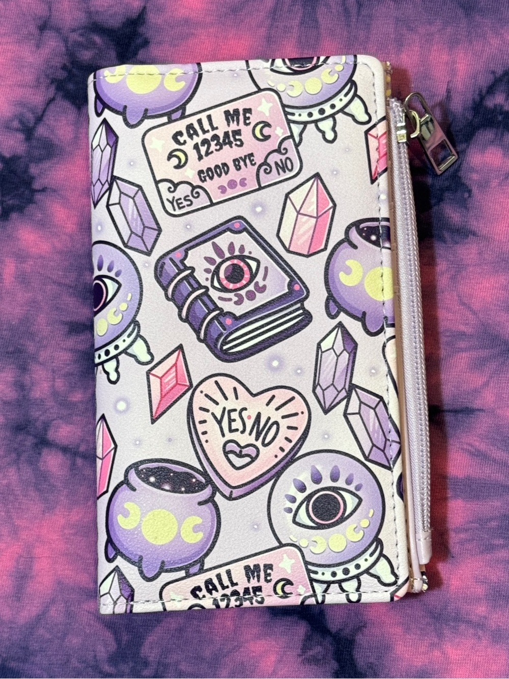 Mystic Tarot Oija Crystals Zip Wallet - Purple & Pink